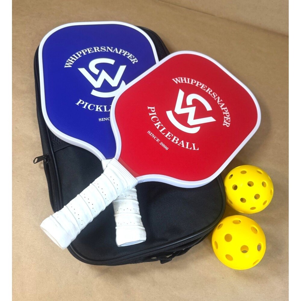 WhipperSnapper 2-Player Pickleball Set – Red & Blue Paddles, 2 Balls & Carry Bag